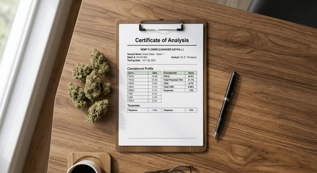 Third-party COA lab results for bulk THCA hemp flower compliance verification