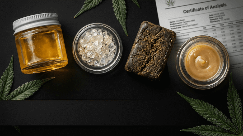 Co-Exotics THCA wholesale concentrates including live resin, diamonds, hash, and live rosin — bulk cannabis extracts for licensed retailers and distributors