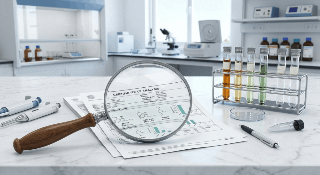 Lab COA testing document for THCA live resin compliance verification