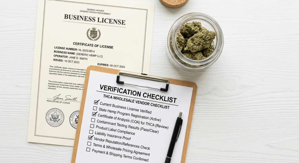 "Checklist for verifying a licensed THCA wholesale vendor